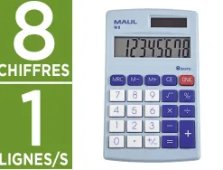 Calculatrice maul poche m8 8 chiffres ecran 1 ligne 3 touches memoires touche pourcentage calcul racines coloris bleu