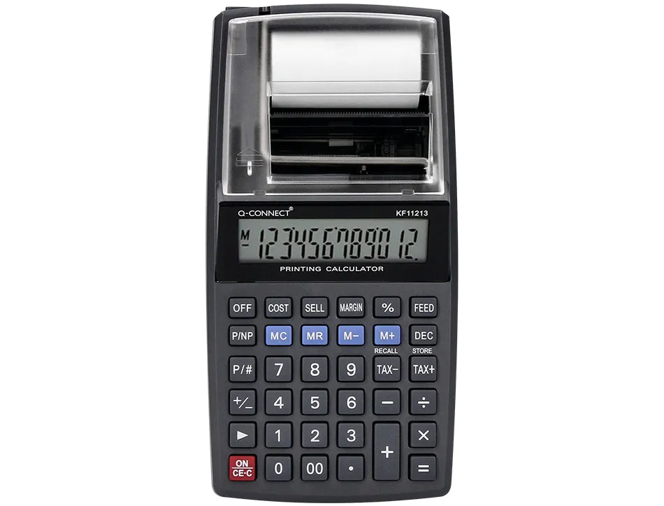 Calculatrice q-connect impression ecran 12 chiffres addition soustraction memoire 192x98x44mm coloris noir