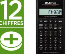 Calculatrice texas instruments financière ba ii plus scientifique professionnel valeur argent temps 156x81x15mm 151.8g