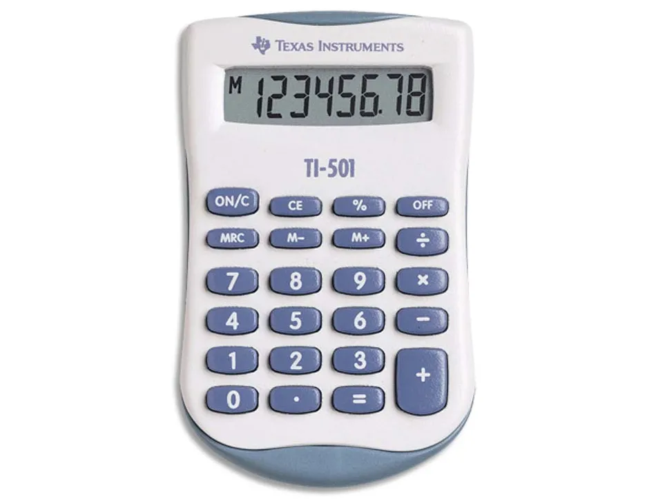 Calculatrice texas instruments poche ti-501 mémoire touche pourcentage pile 56x91x11mm 28g