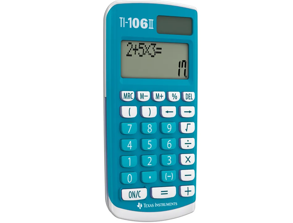 Calculatrice texas instruments primaire ti-106 ii 4 opérations séparateur milliers capot protection 125x70x15mm 66g