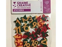 Calendrier de l avent graine creative noel chiffres en feutrine adhesifs sachet de 24 pieces
