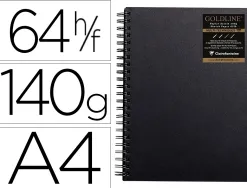 Carnet spirale goldline a4 couverture noir portrait 21x29,7cm 140g 64f