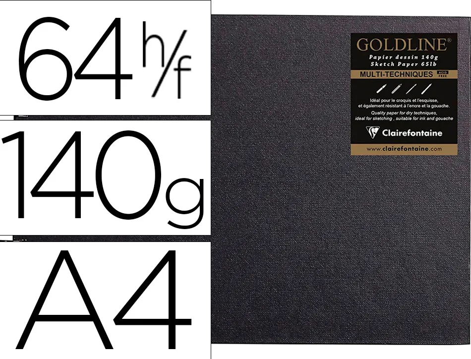 Carnet spirale paysage goldline a4 papier blanc 21x29,7cm140gr 64f