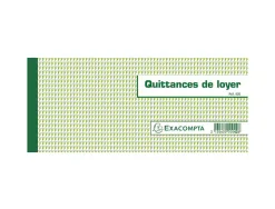 Carnet à souche exacompta quittances loyer 16,5x10,5cm 50 feuillets 95g papier chèque amagnétique
