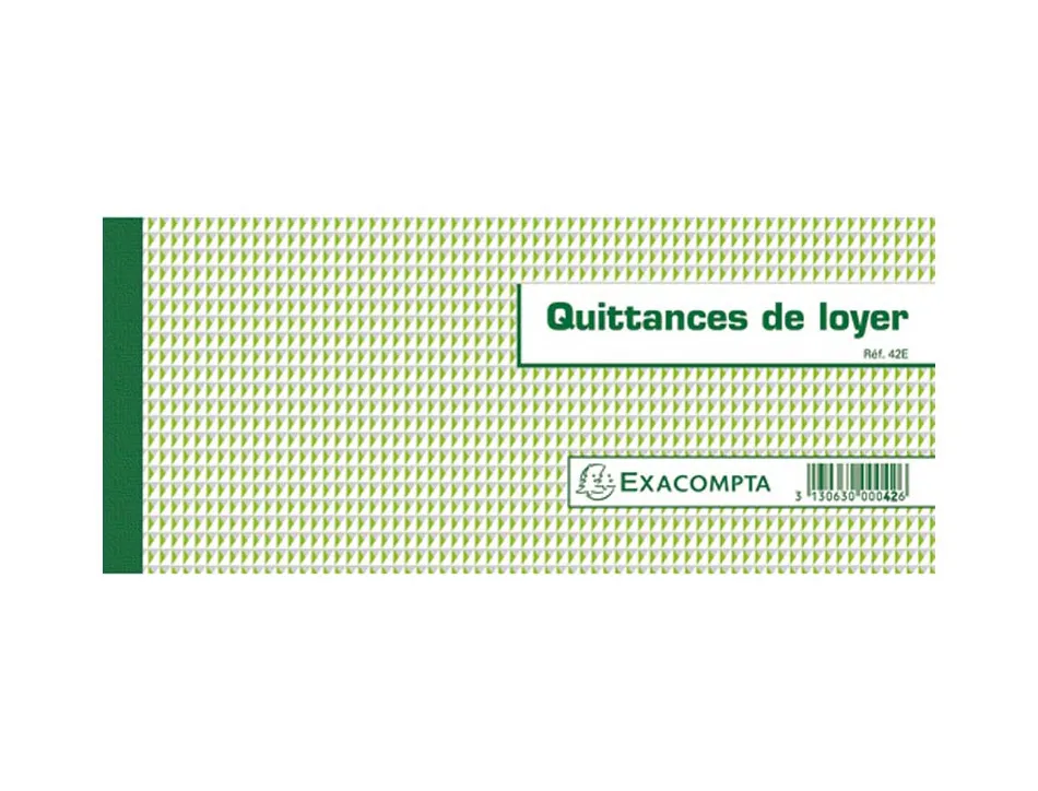 Carnet à souche exacompta quittances loyer 16,5x10,5cm 50 feuillets 95g papier chèque amagnétique