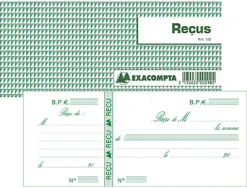 Carnet à souche exacompta reçus 13x9cm 50 feuillets 95g papier chèque amagnétique
