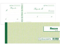 Carnet à souche exacompta reçus 165x105mm 50 feuillets prédécoupés 95g papier chèque amagnétique