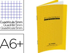 Carnet agrafé conquérant classique couverture polypropylène 11x17cm 96 pages 90g 5x5mm coloris jaune