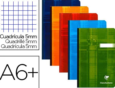 Carnet broché clairefontaine papier vélin velouté couverture pelliculée lavable souple 11x17cm 192 pages 90g 5x5mm
