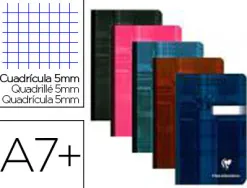 Carnet broché clairefontaine papier vélin velouté couverture pelliculée lavable souple 9x14cm 192 pages 90g 5x5mm