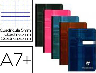 Carnet broché clairefontaine papier vélin velouté couverture pelliculée lavable souple 9x14cm 192 pages 90g 5x5mm