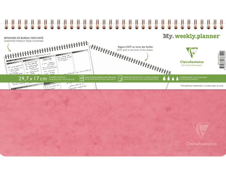 Carnet clairefontaine my weekly planner age bag nomaddict reliure integrale 29,7x17cm 120p detachables
