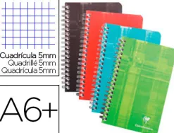 Carnet clairefontaine reliure intégrale papier vélin velouté couverture pelliculée lavable 11x17cm 180 pages 90g 5x5mm