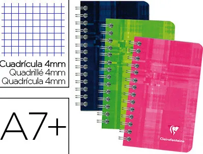 Carnet clairefontaine reliure intégrale papier vélin velouté couverture pelliculée lavable 7,5x12cm 100 pages 90g 4x4mm