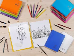 Carnet de dessin koverbook a4 2 rabats pochette couleurs assorties 22,5x29,7 cm blanc 125g 100 pages