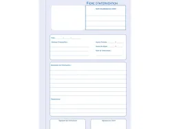 Carnet elve fiches intervention 21x14cm 50 feuillets numérotés en tripli original + 2 duplicata