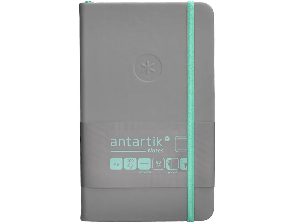 Carnet fermeture elastique turquoise antartik notes couverture rigide a6 ligne 100feuilles 80gr fsc coloris gris