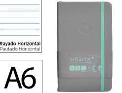 Carnet fermeture elastique turquoise antartik notes couverture rigide a6 ligne 100feuilles 80gr fsc coloris gris