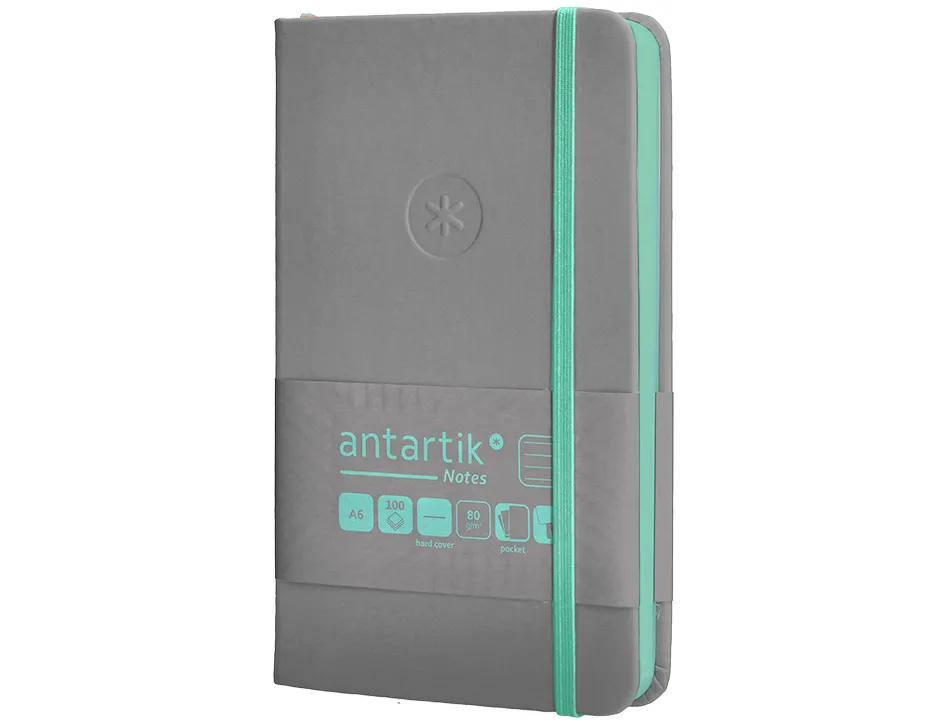 Carnet fermeture elastique turquoise antartik notes couverture rigide a6 ligne 100feuilles 80gr fsc coloris gris
