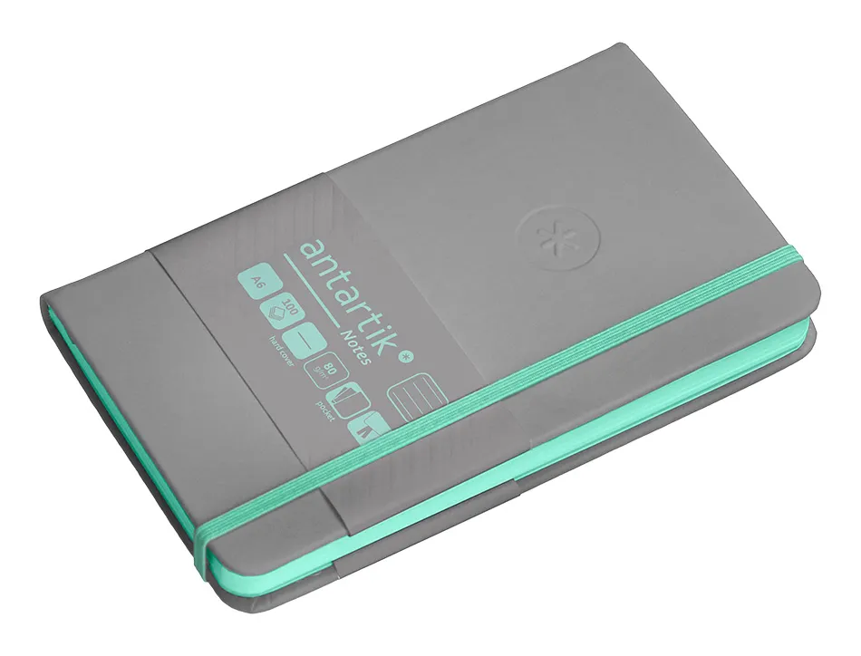 Carnet fermeture elastique turquoise antartik notes couverture rigide a6 ligne 100feuilles 80gr fsc coloris gris