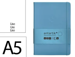 Carnet fermeture elastique antartik notes couverture rigide a5 papier uni ivoire 100 feuilles 80gr fsc bleu ciel
