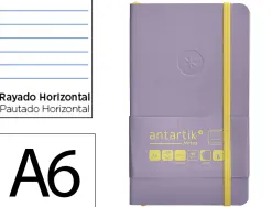 Carnet fermeture elastique jaune antartik notes couverture souple a6 ligne 100 feuilles 80gr fsc coloris lilas