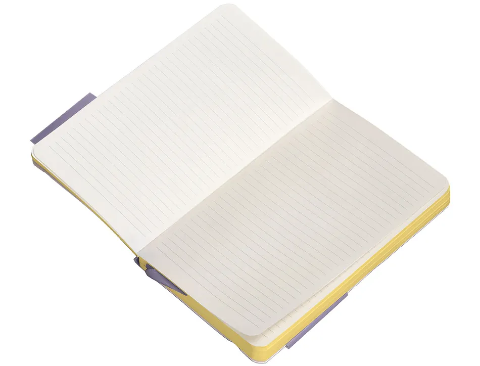 Carnet fermeture elastique jaune antartik notes couverture souple a6 ligne 100 feuilles 80gr fsc coloris lilas