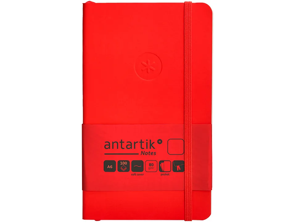 Carnet fermeture elastique antartik notes couverture souple a6 papier uni ivoire 100 feuilles 80gr fsc coloris rouge
