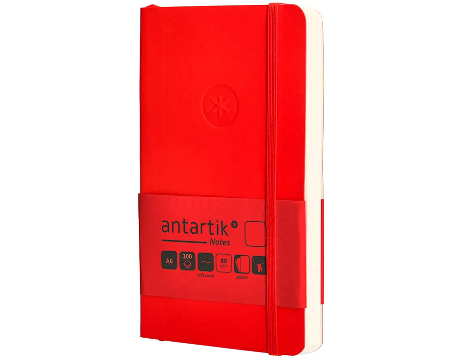 Carnet fermeture elastique antartik notes couverture souple a6 papier uni ivoire 100 feuilles 80gr fsc coloris rouge
