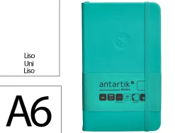 Carnet fermeture elastique antartik notes couverture rigide a6 papier uni ivoire 100 feuilles 80gr fsc turquoise