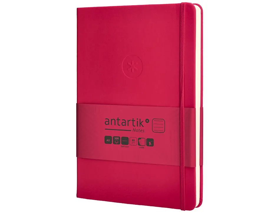 Carnet fermeture elastique antartik notes couverture rigide a5 ligne 100 feuilles 80gr fsc coloris framboise