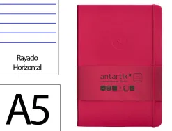 Carnet fermeture elastique antartik notes couverture rigide a5 ligne 100 feuilles 80gr fsc coloris framboise