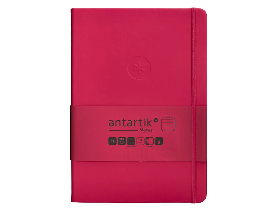 Carnet fermeture elastique antartik notes couverture rigide a5 ligne 100 feuilles 80gr fsc coloris framboise