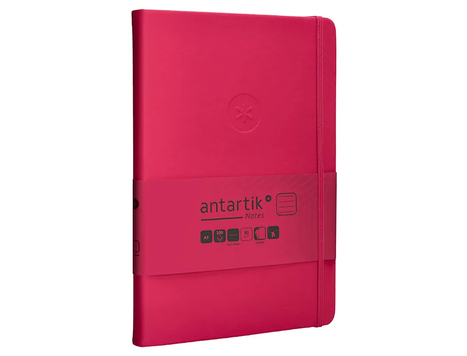 Carnet fermeture elastique antartik notes couverture rigide a5 ligne 100 feuilles 80gr fsc coloris framboise