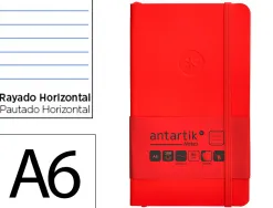 Carnet fermeture elastique antartik notes couverture souple a6 ligne 100 feuilles 80gr fsc coloris rouge