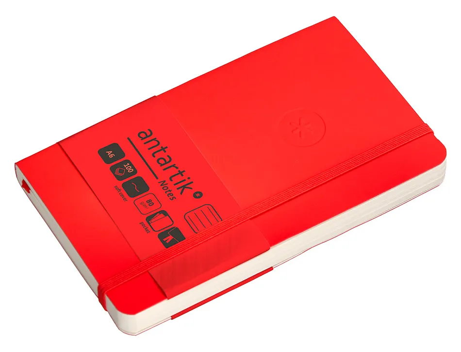 Carnet fermeture elastique antartik notes couverture souple a6 ligne 100 feuilles 80gr fsc coloris rouge