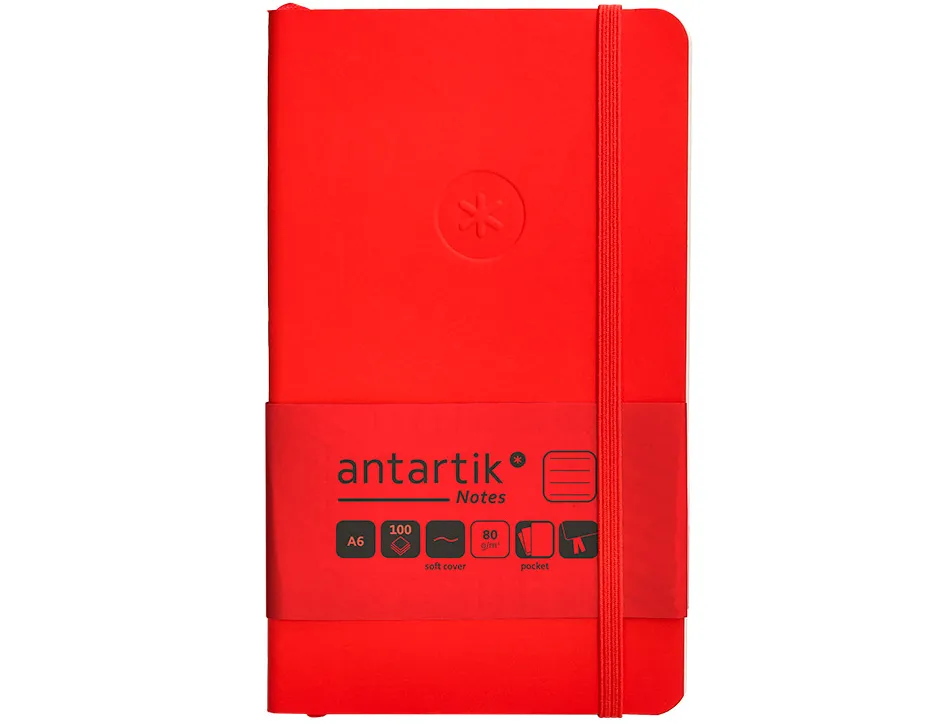 Carnet fermeture elastique antartik notes couverture souple a6 ligne 100 feuilles 80gr fsc coloris rouge