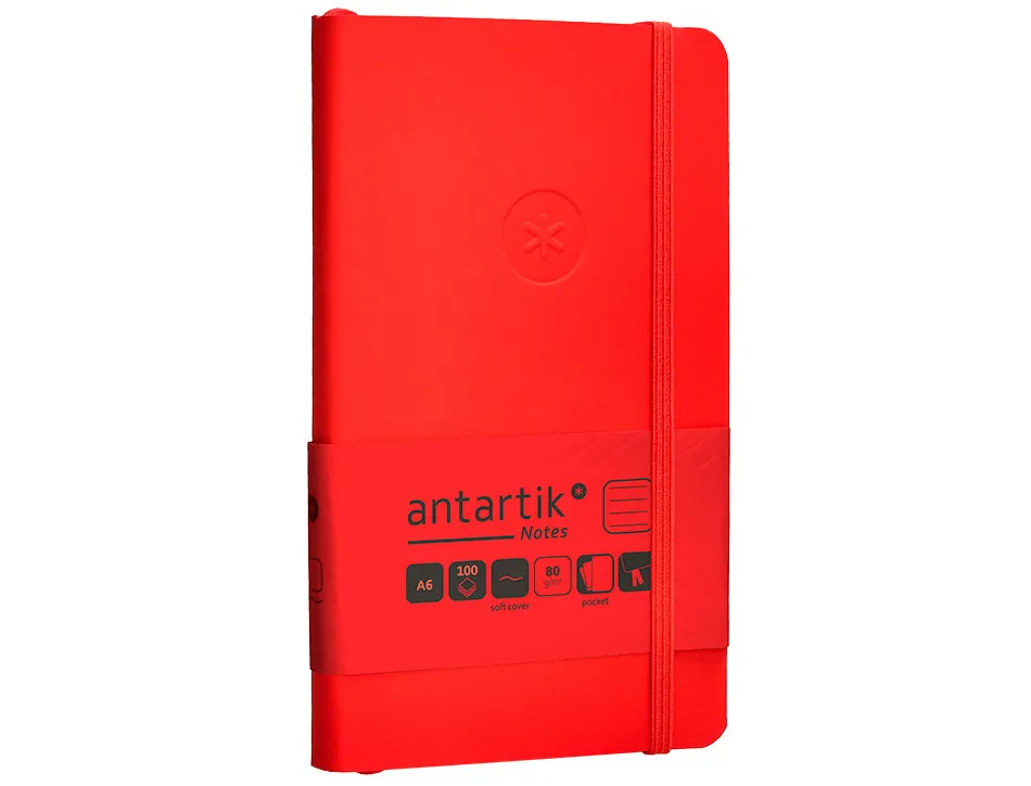 Carnet fermeture elastique antartik notes couverture souple a6 ligne 100 feuilles 80gr fsc coloris rouge