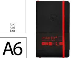 Carnet fermeture elastique rouge antartik notes couverture souple a6 papier uni ivoire 100 feuilles 80gr fsc noir