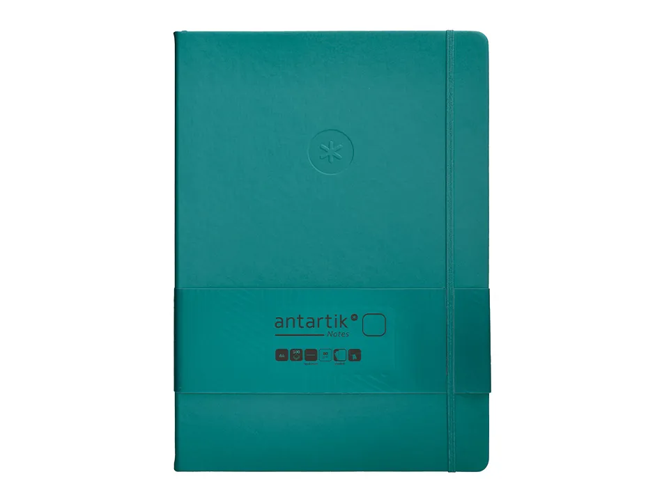 Carnet fermeture elastique antartik notes couverture rigide a4 papier uni ivoire 100 feuilles 80gr fsc vert paon