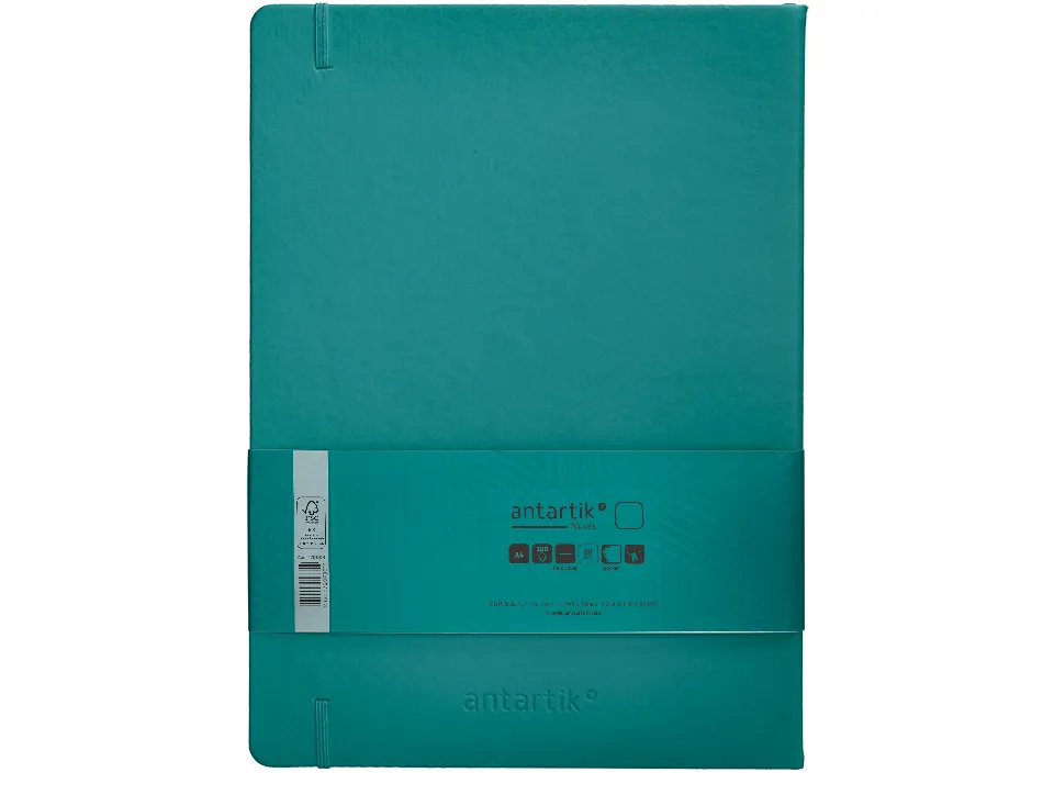 Carnet fermeture elastique antartik notes couverture rigide a4 papier uni ivoire 100 feuilles 80gr fsc vert paon