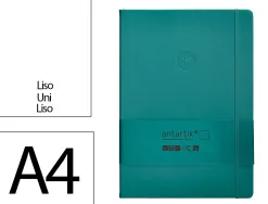 Carnet fermeture elastique antartik notes couverture rigide a4 papier uni ivoire 100 feuilles 80gr fsc vert paon