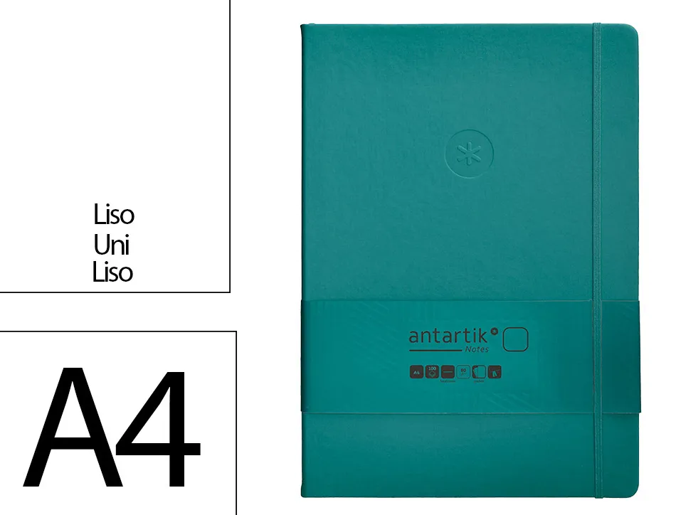 Carnet fermeture elastique antartik notes couverture rigide a4 papier uni ivoire 100 feuilles 80gr fsc vert paon
