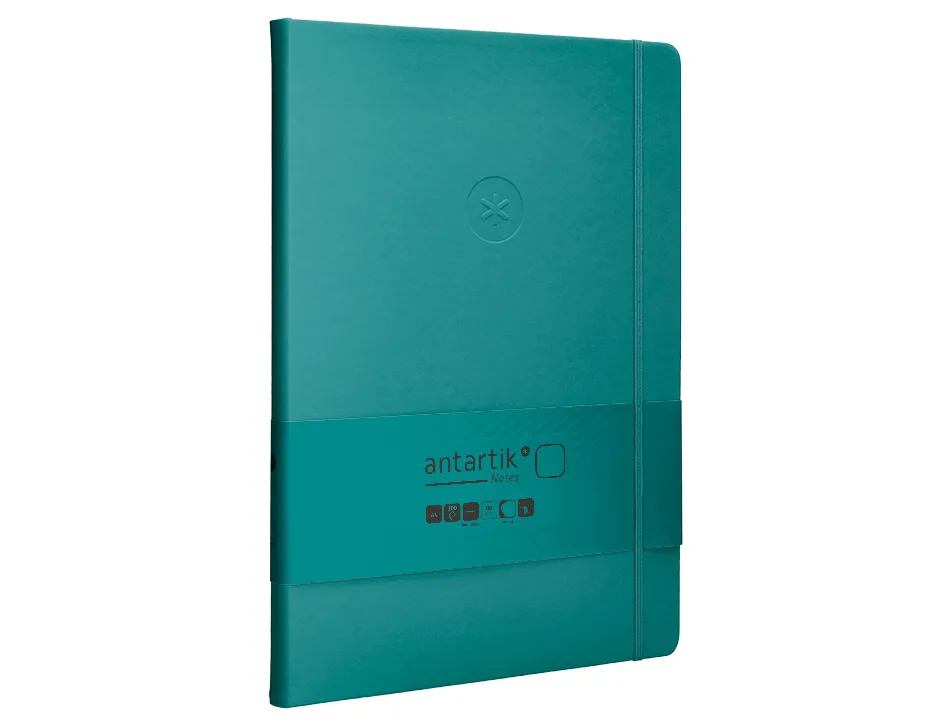 Carnet fermeture elastique antartik notes couverture rigide a4 papier uni ivoire 100 feuilles 80gr fsc vert paon