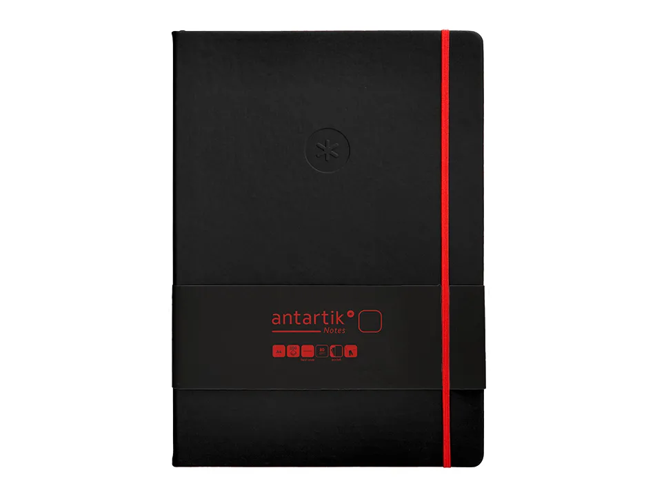 Carnet fermeture elastique rouge antartik notes couverture rigide a4 papier uni ivoire 100 feuilles 80gr fsc noir
