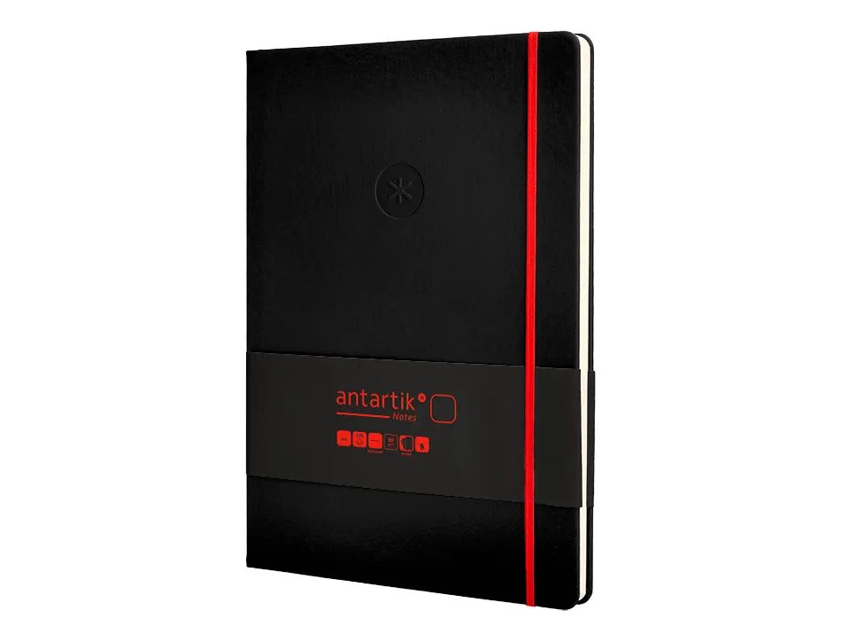 Carnet fermeture elastique rouge antartik notes couverture rigide a4 papier uni ivoire 100 feuilles 80gr fsc noir
