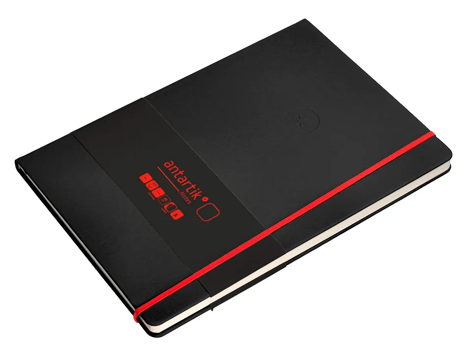 Carnet fermeture elastique rouge antartik notes couverture rigide a4 papier uni ivoire 100 feuilles 80gr fsc noir