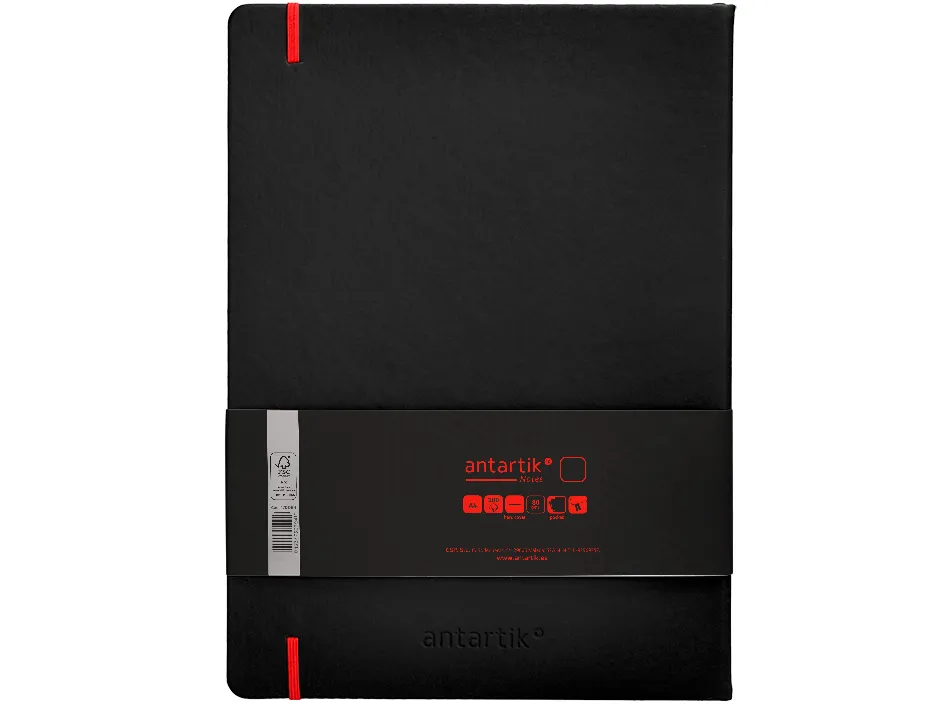 Carnet fermeture elastique rouge antartik notes couverture rigide a4 papier uni ivoire 100 feuilles 80gr fsc noir