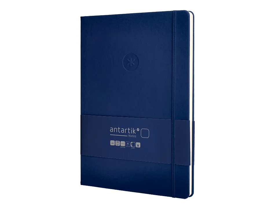 Carnet fermeture elastique antartik notes couverture rigide a4 papier uni ivoire 100 feuilles 80gr fsc bleu marine